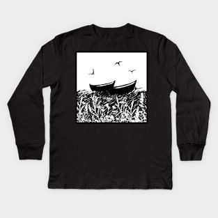 Boats At Da Hoab Kids Long Sleeve T-Shirt